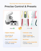 Mini Heat Press Machine with Wireless Control Pod- Ultra Light Portable Small Heat Press Machine for T-Shirts Shoes Hats, 4 Custom Presets & Fast Heating Mini Iron for Crafting Heating Transfer