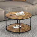 round Coffee Table, 25.6" Small Coffee Table for Living Room,2-Tier Rustic Wood Desktop with Storage Shelf Modern Design Home Furniture(Brown)