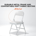 Folding Chairs with Padded Vinyl Cushion Chairs with Comfortable Cushion and Durable Steel Frame for Home and Office, for Indoor and Outdoor Events (White, Vinyl, 4 Pack)