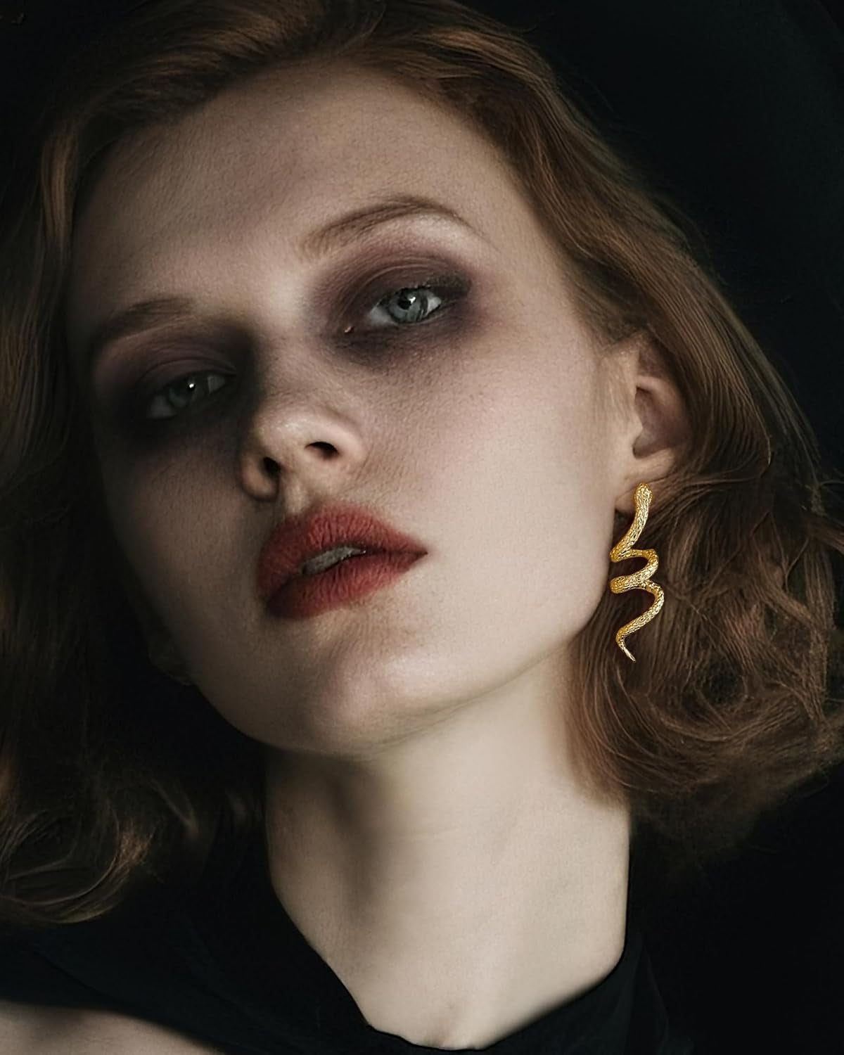 Gold Snake Earrings for Women Dainty Gold Snake Stud Earrings Trendy Serpent Animal Ear-Rings Medusa Costume Jewelry Accessories