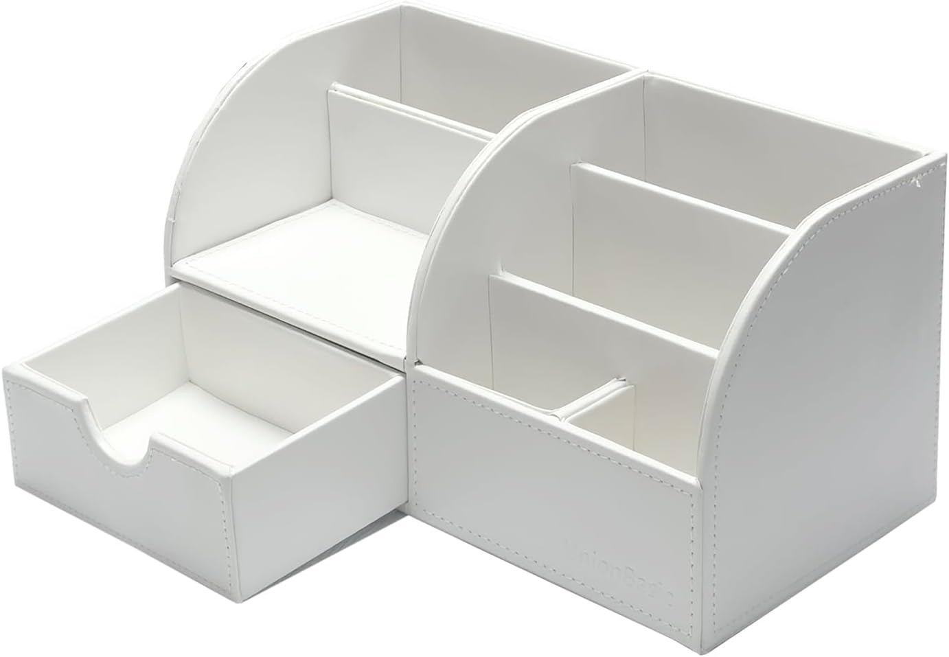 Desk Organizer - Multifunctional Leather Desktop Pen Holder Storage Box - Business Card/Pen/Pencil/Mobile Phone/Stationery Holder, White