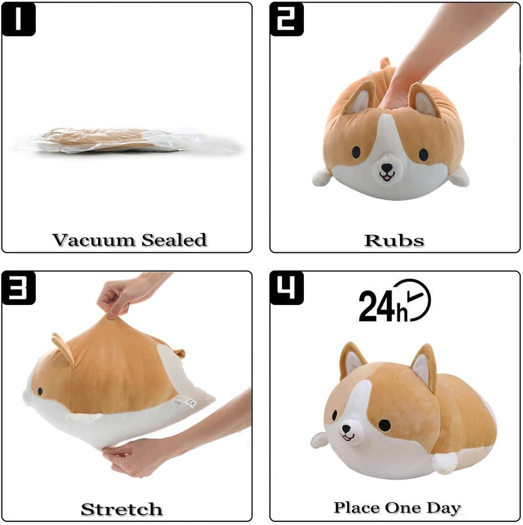 Corgi Dog Plush Pillow, Soft Shiba Inu Corgi Butt Stuffed Animal Toys Gifts for Bed, Valentine, Kids Birthday, Christmas (Brown, 11.8Inch)