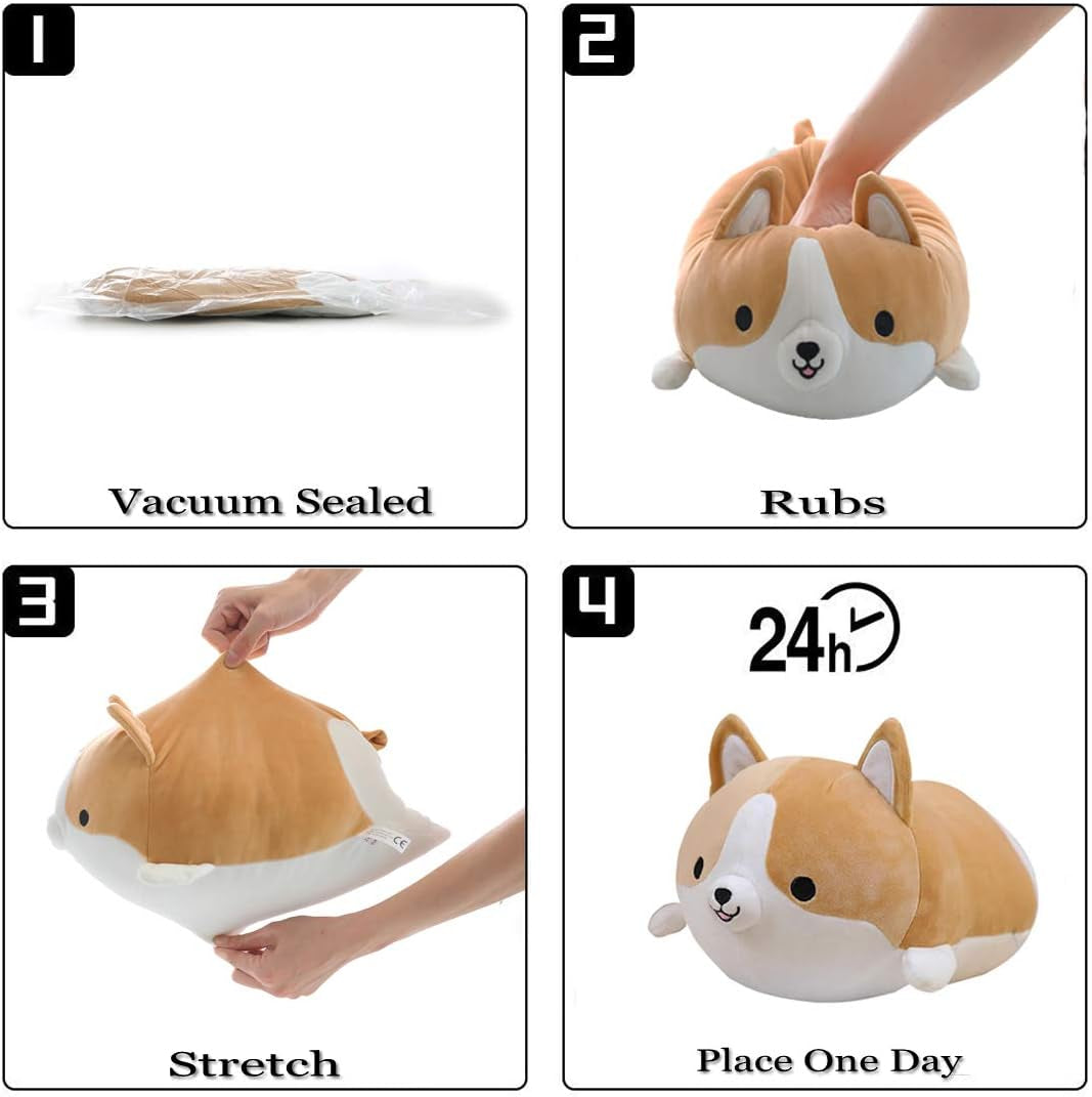 Corgi Dog Plush Pillow, Soft Shiba Inu Corgi Butt Stuffed Animal Toys Gifts for Bed, Valentine, Kids Birthday, Christmas (Brown, 11.8Inch)