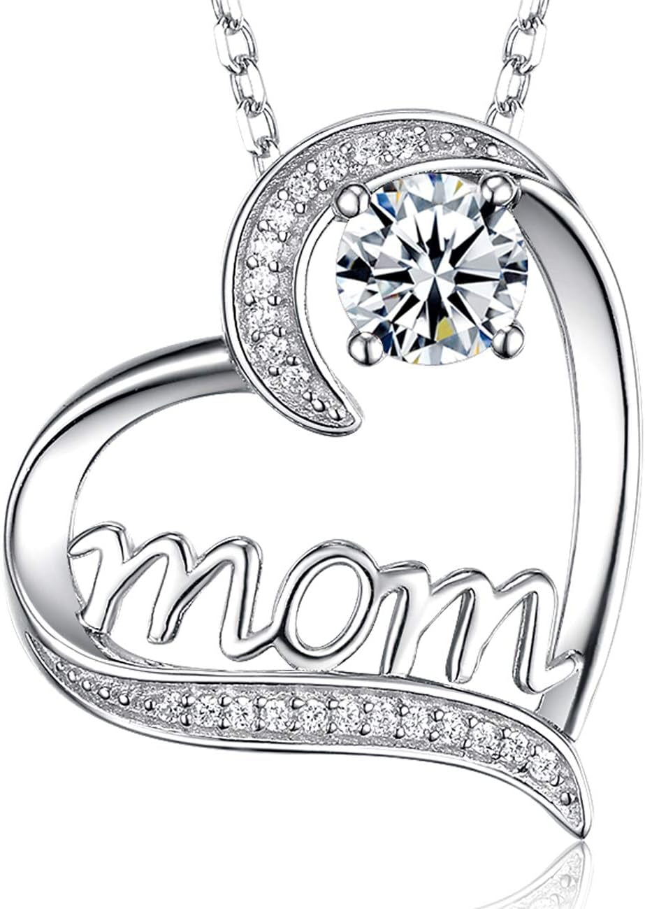 Birthday Gifts for Women 925 Sterling Silver Mom Necklace August September Birthstones Necklace Peridot Blue Sapphire and More Stones Jewelry for Her Love Heart Pendant Necklace