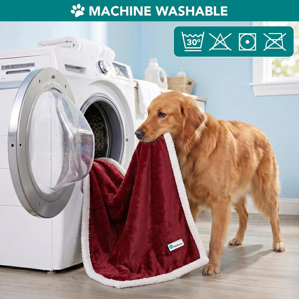 Dog Blanket for Small Medium Dogs Cats Puppies Kittens, Soft Sherpa Fleece Pet Blanket Throw, Reversible Plush Couch Cover Protector for Crate Carrier Chair, Machine Washable, 40X29, Dark Red