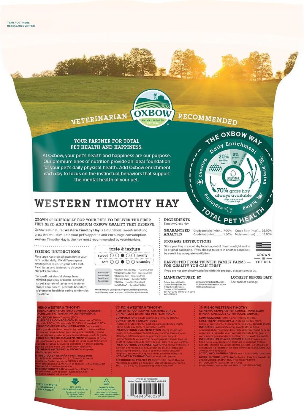 Western Timothy Hay, Rabbit & Guinea Pig Hay, High Fiber, USA, 90 Oz |  Timothy Hay, Bunny Hay for Rabbits, Guinea Pigs, Bunnies and Chinchillas, Hand-Sorted, De-Dusted, Made in USA