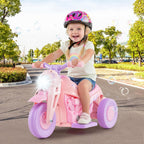 Kids Motorcycle, 6V Electric Ride on Car with Automatic Bubble Function, Foot Pedal, Headlight, Music, 3 Anti-Skip Wheels Vehicle for Children, Toddler Ages 3+ (Violet)