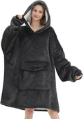 Wearable Blanket Hoodie for Adult,Oversized Sherpa Fleece Blanket Hoodie for Women Men,Grey