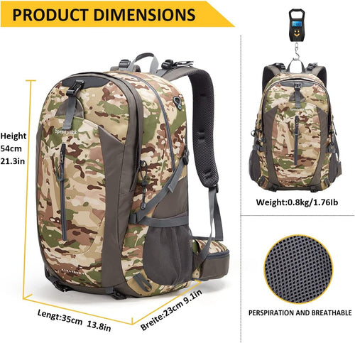 40L Hiking Backpack, Lightweight Camping Daypack with Rain Cover | Water-Resistant Rip-Stop Nylon, Multi-Pockets, Survival Whistle. Ideal for Men, Women, Travel, Trekking