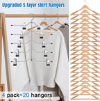 Pants Skirt Hangers with Clips, 4 Pack Pant Hangers Skirt Hangers Space Saving Closet Hanger Organizer Closet Organizers and Storage