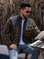 Men'S Sherpa Lined Flannel Corduroy Plaid Shirt Long Sleeve Button up Jacket Fleece Coat for Men with Pocket