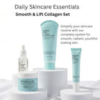 Smooth & Lift Collagen Skin Care Set - Hydrating & Firming Facial Cleanser, Serum, Eye Cream & Face Cream with Peptides & Hyaluronic Acid, Complete Face Care Routine, 4-Piece Set