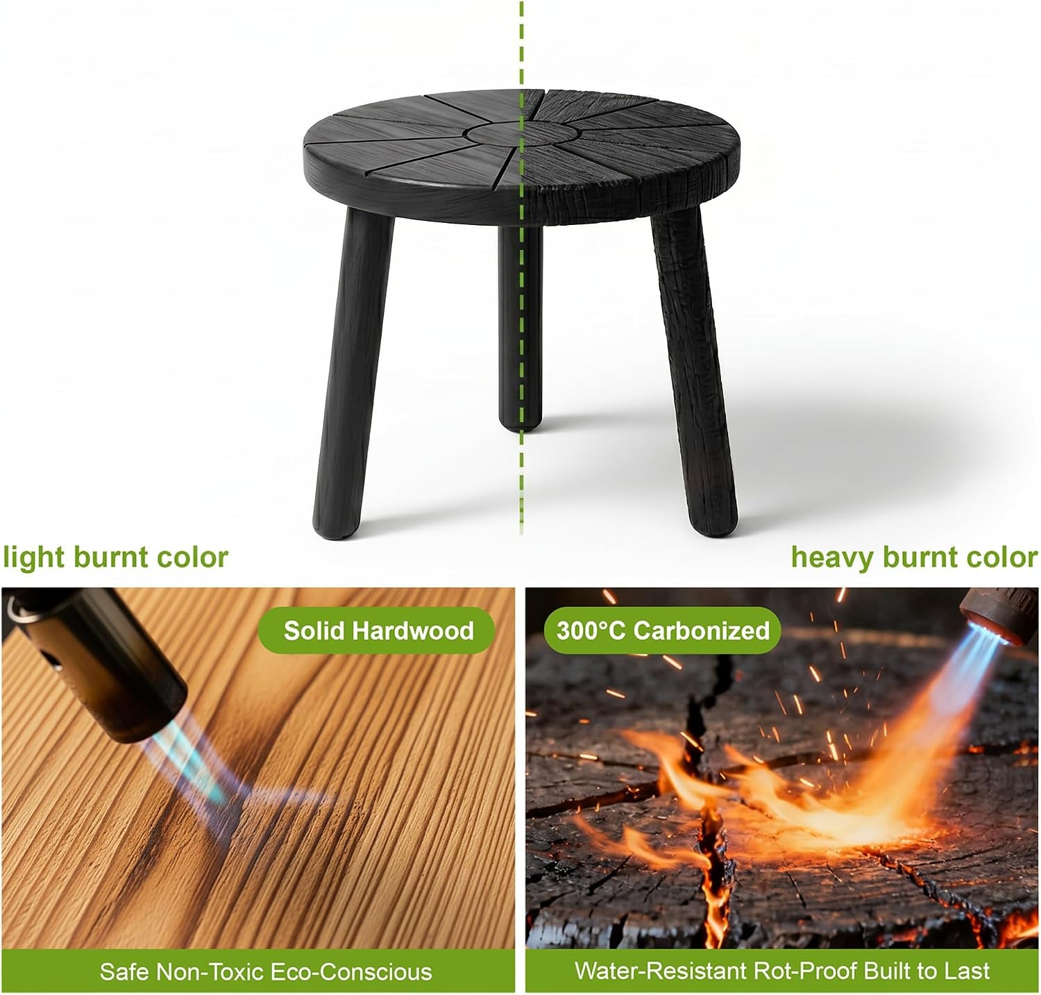 Wood Plant Stands Indoor, 3-Pack Single Plant Stand for 7-10 Inch Pots, Mid-Century Modern Plant Stool, Tall Plant Stand for Large Plants for Living Room, Balcony, Office (Black, 3-Pack)