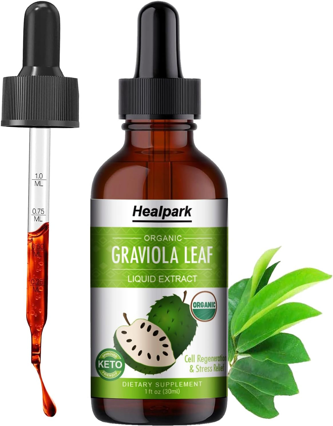 Graviola Leaf Extract, Organic Soursop Guanabana Leaves Liquid, 98% Absorption-1 Fl Oz