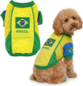 Team Brazil Dog Jersey - Breathable Mesh Puppy Football Jersey - Lightweight Stretch Sporty Dog Clothes - Summer Shirts for Large Dogs - Soccer Jersey for Dogs - Sportswear Pet Clothes