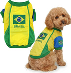 Team Brazil Dog Jersey - Breathable Mesh Puppy Football Jersey - Lightweight Stretch Sporty Dog Clothes - Summer Shirts for Large Dogs - Soccer Jersey for Dogs - Sportswear Pet Clothes