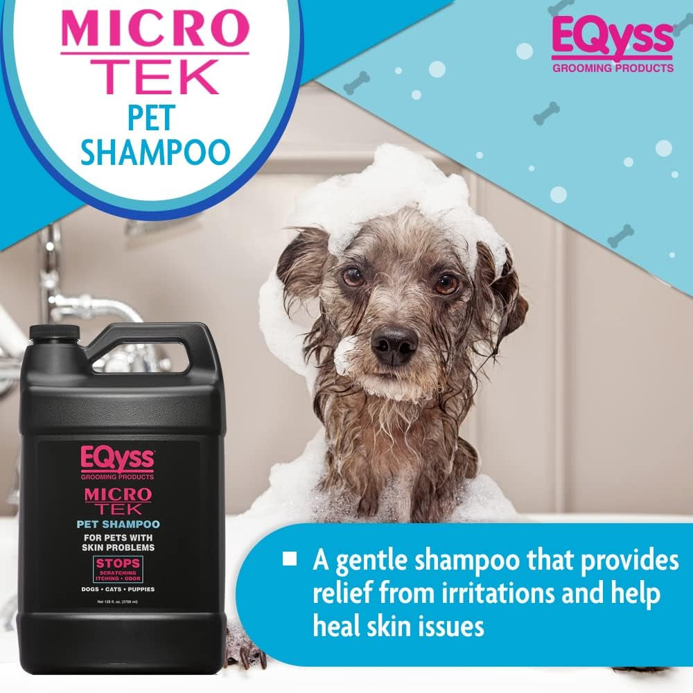 Micro-Tek Pet Shampoo - Soothes Dry Irritated Skin on Contact, Stops Itching, Scratching, Biting, Licking Hot Spots - for Cats & Dogs (128 Oz)