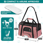 Airline Approved Pet Carrier Cat Small Dogs, Small Heather White Red | Soft Sided TSA Travel Bag, Sherpa Bed, Breathable Mesh Ventilation, Collapsible Bowl, Fits under Seat, up to 18 Lbs