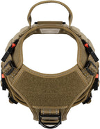 Tactical Dog Harness for Medium Dogs,Full Metal Buckles Dog Vest | with MOLLE, Reflective,Adjustable,2 Leash Clips,Control Handle,No Pull,Soft Padded,Brown,Medium