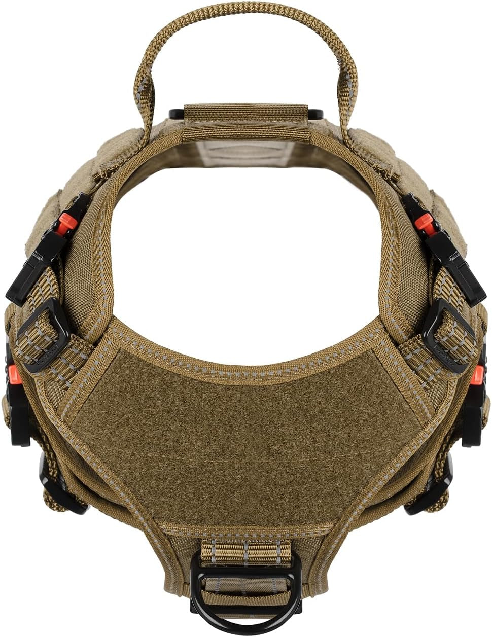 Tactical Dog Harness for Medium Dogs,Full Metal Buckles Dog Vest | with MOLLE, Reflective,Adjustable,2 Leash Clips,Control Handle,No Pull,Soft Padded,Brown,Medium