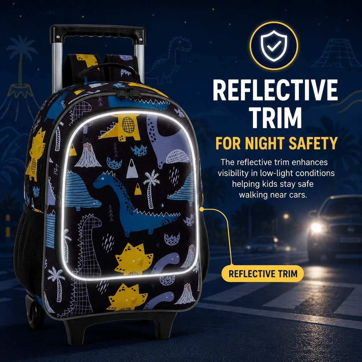 3PCS Rolling Backpack for Girls Boys, Kids Roller Wheels Bookbag, Wheeled School Bag with Lunch Bag