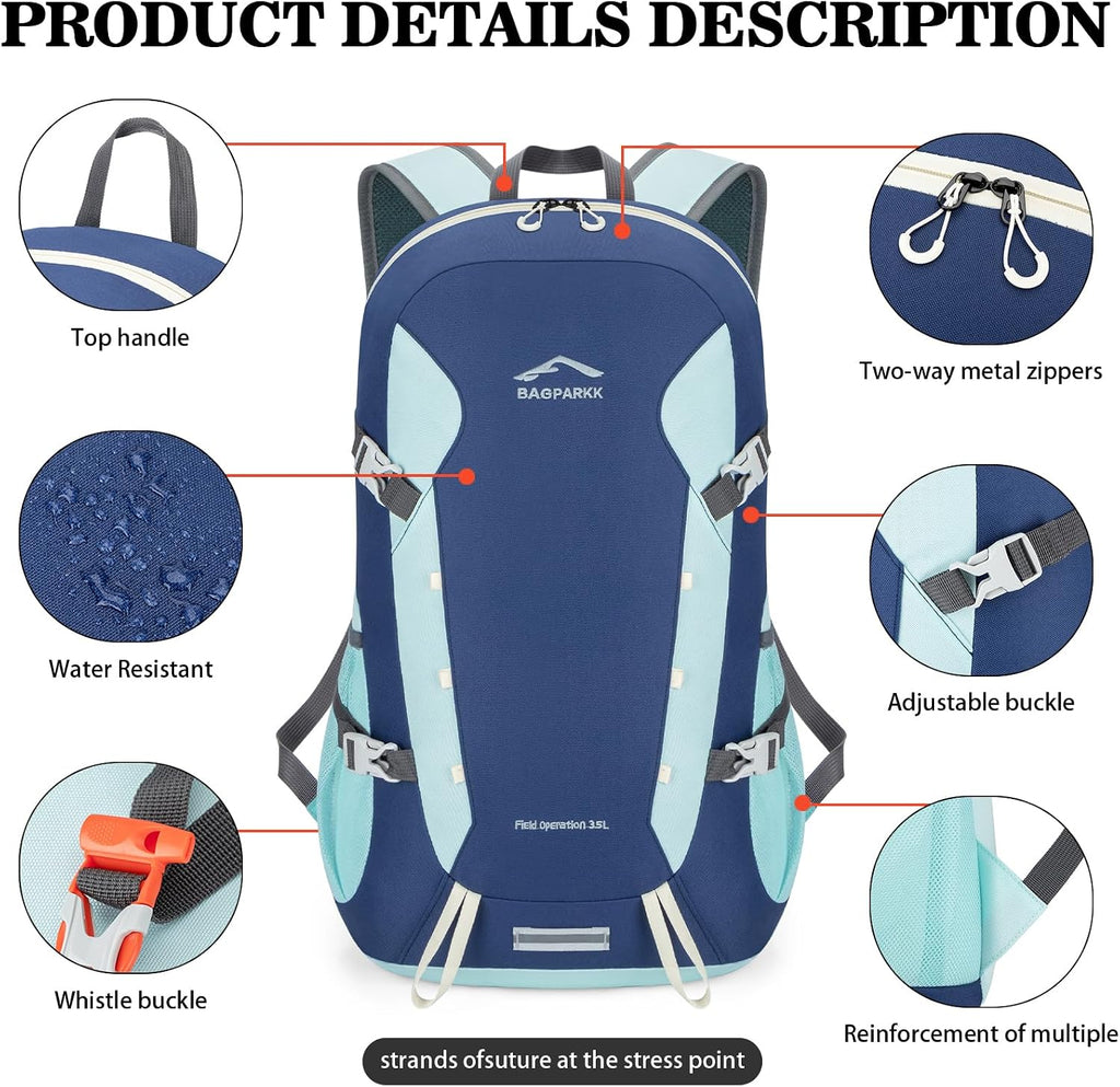 35L Ultra Lightweight Foldable Packable Hiking Backpack | Travel Backpack, Survival Whistle, Water-Resistant, Camping Daypack, Outdoor Sports, 0.88 Pounds, Men & Women