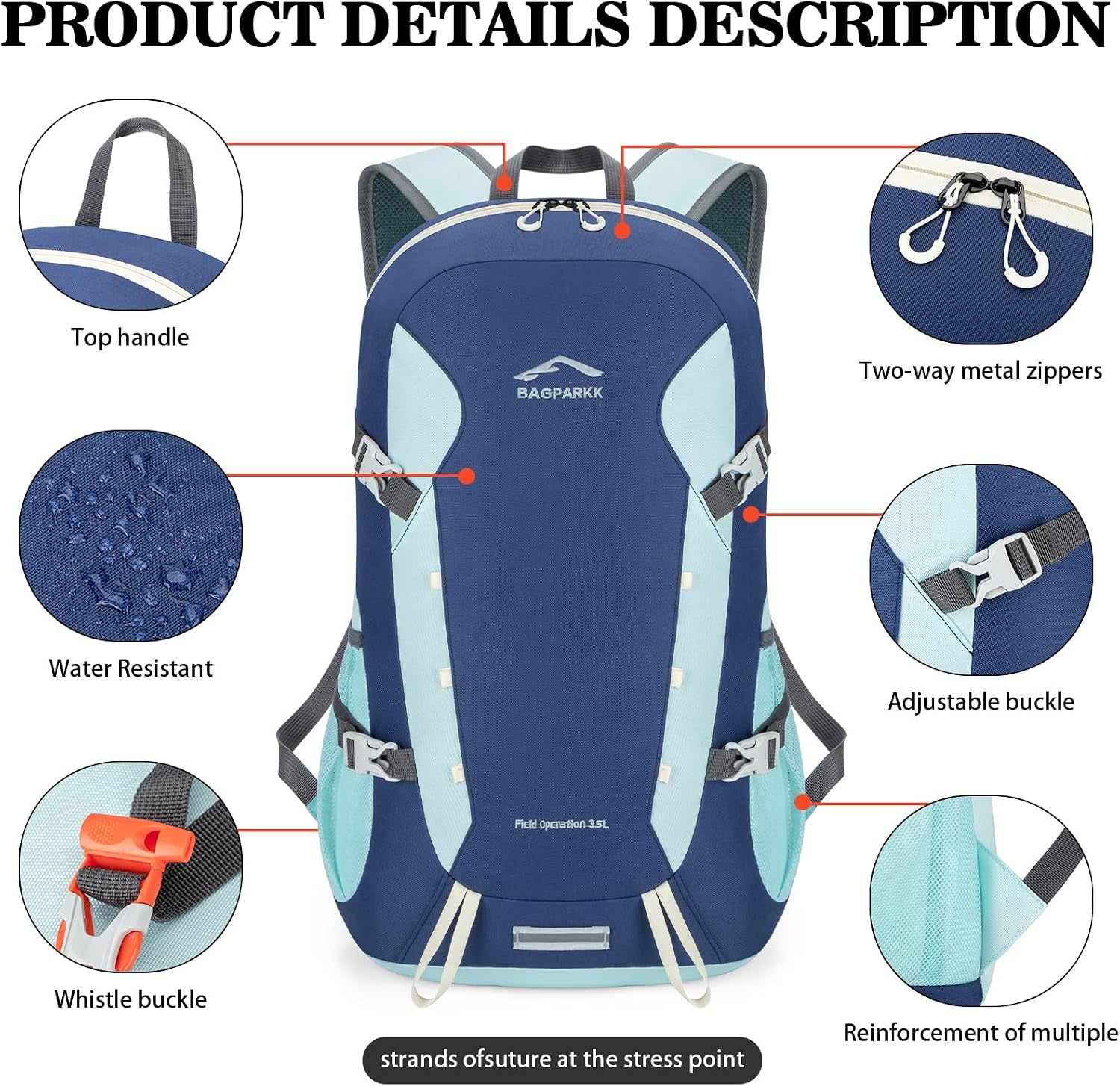 35L Ultra Lightweight Foldable Packable Hiking Backpack | Travel Backpack, Survival Whistle, Water-Resistant, Camping Daypack, Outdoor Sports, 0.88 Pounds, Men & Women