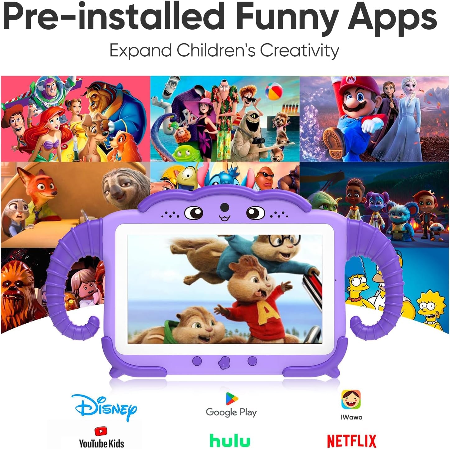 Kids Tablet 7 Inch 32GB Toddler Tablet with Protective Case, Wifi, Education Software Preinstalled for Boys Girls, Dual Camera, Parental Control, Youtube, GMS