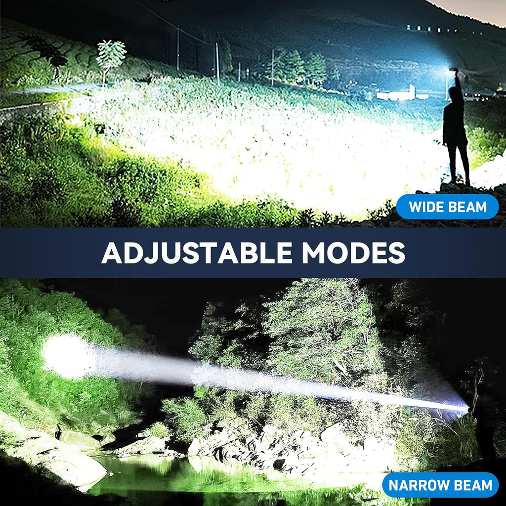 3 Pack Rechargeable Flashlights High Lumens, 990000Lm Super Bright Handheld Flash Light with Power Display, 15H Runtime, IPX7 Waterproof, Zoomable 5 Modes for Outdoor Survival & Camping