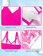 Girls Tankini Swimsuit Twist V Neck Bathing Suit Ruched Girls Swimsuit Two Piece Printed Girls' Swimwear 9-16 Years