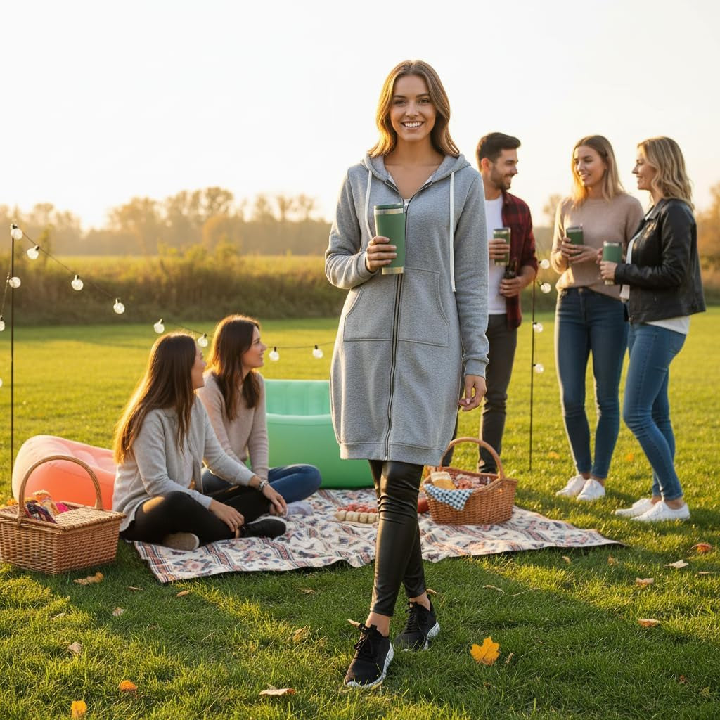 Womens Long Zip up Hoodies Comfortable Fleece Fashion Sweatshirts 2026 Casual Jackets with Pockets