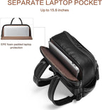 Laptop Backpack for Women,Leather Backpack with 15.6 Inch Laptop Compartment,Large Capacity Computer Backpacks Purse,Carry-On Travel Backpacks,Casual Daypack for Work Business College,Black