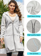 Womens Long Zip up Hoodies Comfortable Fleece Fashion Sweatshirts 2026 Casual Jackets with Pockets