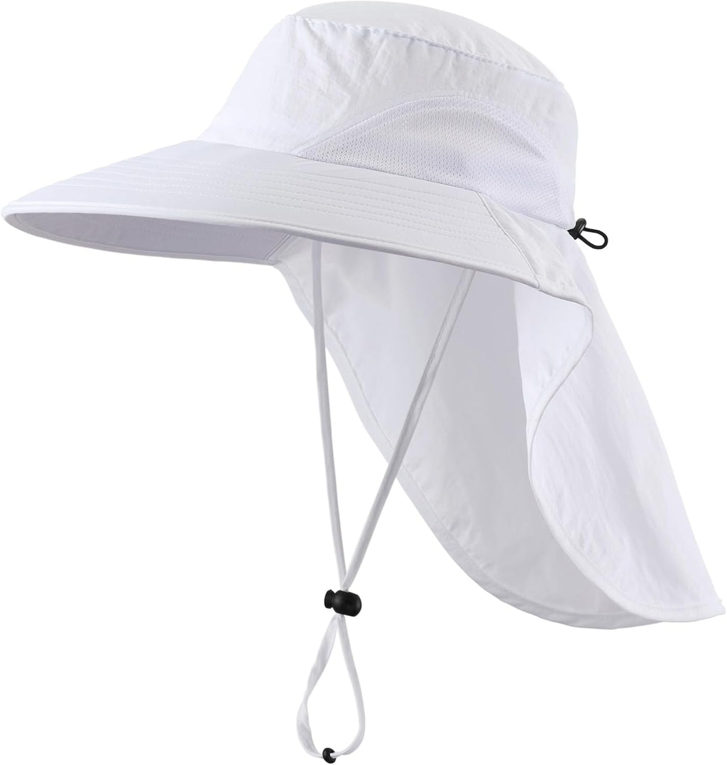 Outdoor UPF50+ Sun Hat Wide Brim Mesh Fishing Hat with Neck Flap