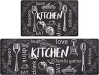 anti Fatigue Kitchen Rugs Set of 2, Cushioned Kitchen Mats for Floor | Non Slip Farmhouse Kitchen Rug and Runner Set, Waterproof Comfort Kitchen Floor Mat Carpet for Sink, Standing Desk, Laundry