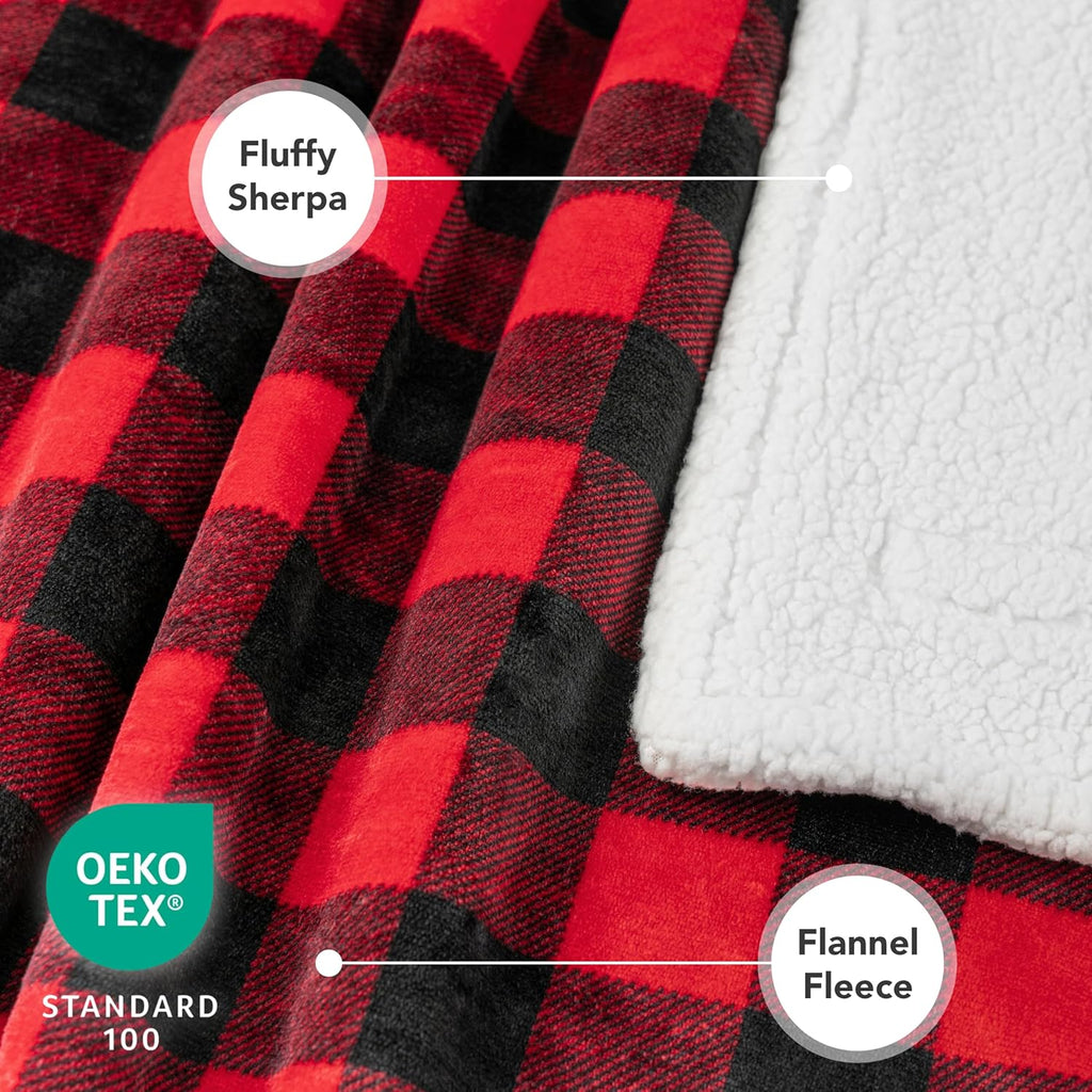 Dog Blanket for Small Medium Dogs and Cats, Soft Sherpa Fleece Pet Blanket Throw for Puppies Kittens, Reversible Plush Couch Cover Protector Sofa Bed Crate, Machine Washable, 60X40, Checker Red