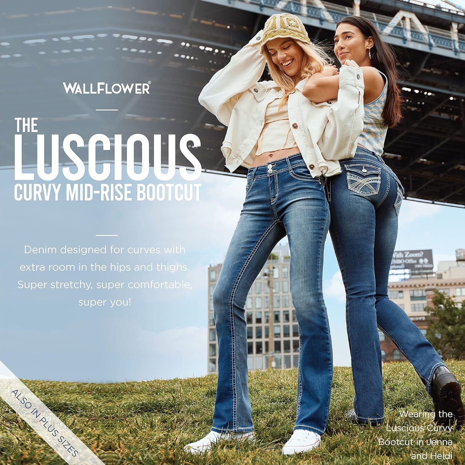 Luscious Curvy Bootcut Jeans for Women, Mid-Rise Insta Stretch Denim, Size-Inclusive Juniors Jeans