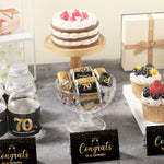 180 Pcs 70Th Birthday Stickers Black and Gold Cheers to 70 Years Candy Bar Wrappers Happy 70Th Birthday Party Favor Labels for Adults Anniversary Party Candy Chocolate Supplies
