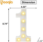 Decorative Led Light up Number Letters, White Plastic Marquee Number Lights Sign Party Wedding Decor Battery Operated Number (1)