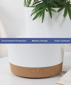 Indoor Plant Pots Planters 8 Inch Plastic Planter with Hole & Saucer Flower Pots Modern Decorative for Outdoor Garden Home (White X 3 Pack)