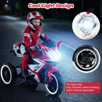 6V Kids Motorcycle with Forward & Reverse Switch, Headlight, Wheel Lights, Horn, Music, USB Port, 3-Wheel Ride on Toy for Toddler Aged 3+ (Red)