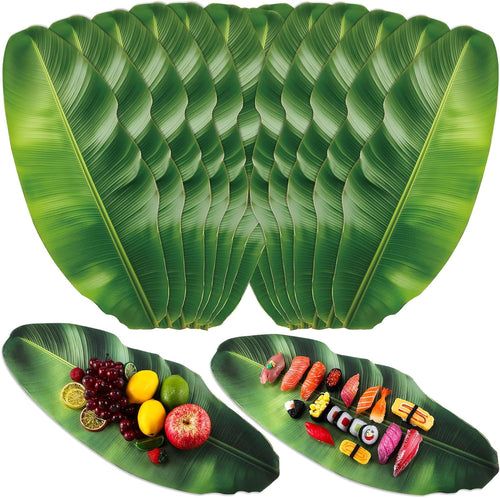 60 Pcs Banana Leaves Parchment Paper Leaf Tropical Artificial Banana Leaves for Cooking Charcuterie Board for Food Serving Hawaiian Party Decoration 22.8 X 9 Inch Centerpieces Placemat