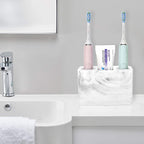 Toothbrush Holder, Resin, 3 Slots, Ink White | Electric Toothbrush Holder, Toothbrush and Toothpaste Holder, Bathroom Countertop Storage, Bathroom Accessories