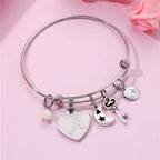 Initial Charm Bracelets for Women Gifts - Engraved 26 Letters Initial Charms Bracelet Stainless Steel Bangle Bracelet Birthday Christmas Jewelry Gift for Women Teen Girls