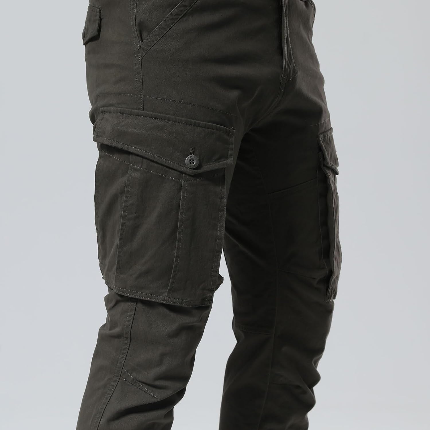 Men'S Cargo Pants Slim Fit with Articulated Knees