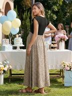 Women'S Ruffle Sleeve Patchwork Maternity Maxi Dress with Pockets | Soft Lightweight Fabric, Crew Neck, Stylish Print, Relaxed Fit, Baby Shower, Maternity Photoshoot, Casual, Daily Wear