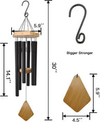 Wind Chimes 30 Inches Deep Tone Memorial Wind Chimes with Hook for Mother'S Day/Housewarming/Christmas, Patio, Garden, Yard, Home Decor, Black