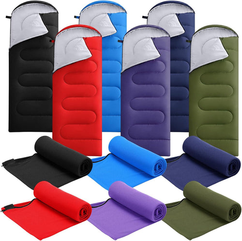 6 Pack Sleeping Bags with Fleece Liners for Adults Bulk, Lightweight Waterproof Camping Sleeping Bags Set for Summer Camp, Church Trip, Emergency Relief, Outdoor Hiking Backpacking