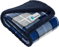 Dog Blanket for Medium Large Dogs and Pets, Soft Sherpa Fleece Pet Blanket for Cats Puppies, Reversible Plush Couch Cover Protector Sofa Bed Car Seat, Machine Washable, 80X60, Plaid Navy Blue