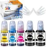 502 Ink Bottles for Epson 502 Ink Refill Bottles (2 Black, Cyan, Magenta, Yellow, 5 Pack)